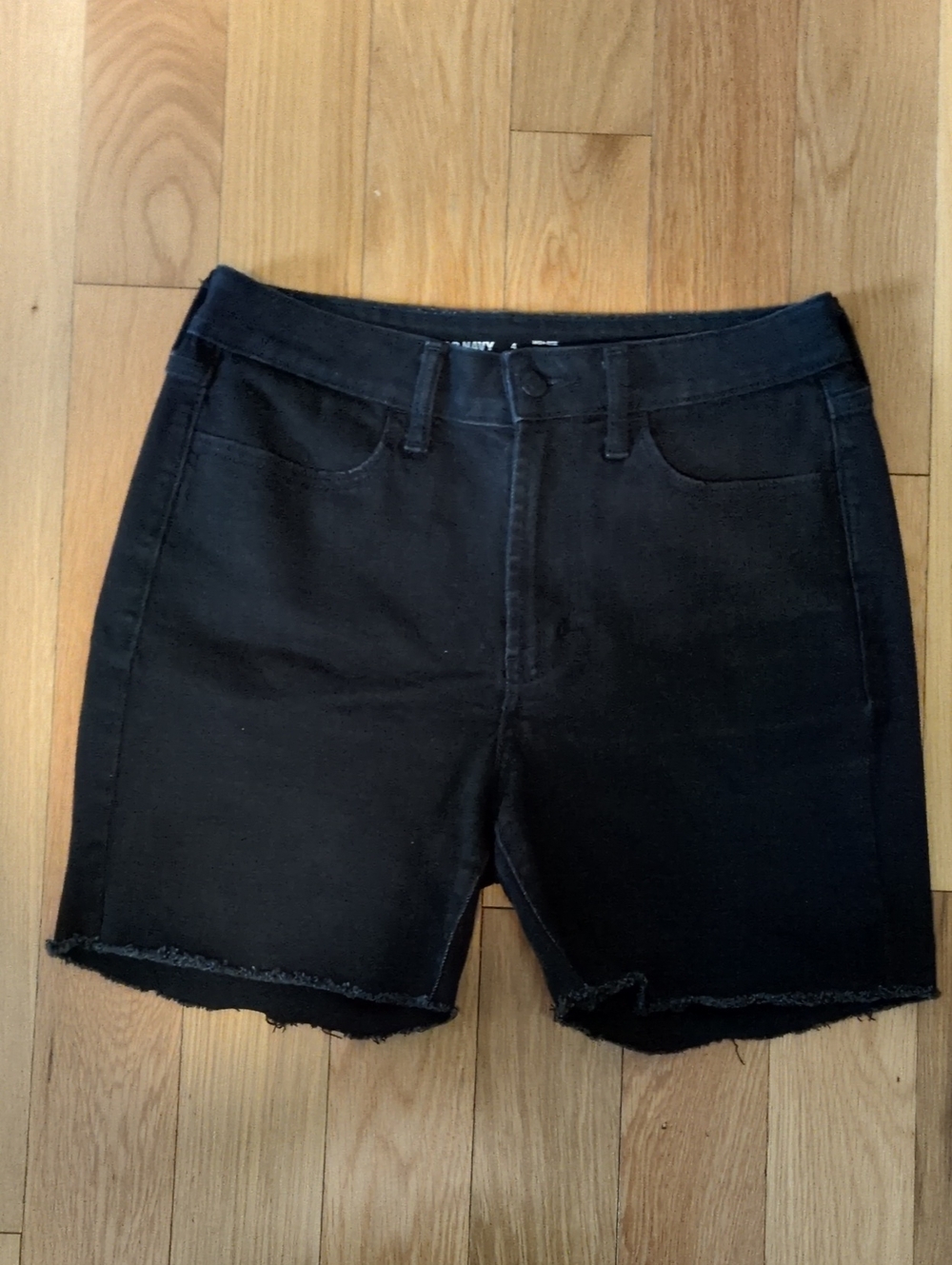 Old Navy Black Denim Frayed Hem Shorts